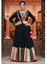 Viscose Rayon Black Navratri Wear Mirror Work Ready To Wear Lehenga Choli